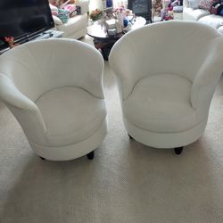 White Swivel chairs, pair of 2