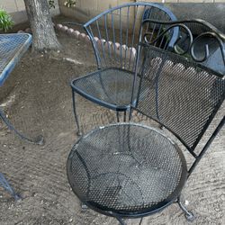 Metal Black table and Chairs outside seating 