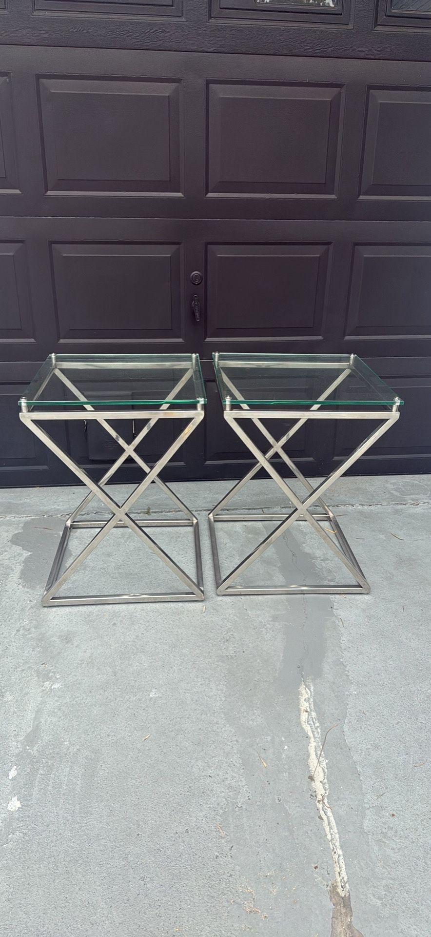 2 Glass & Chrome Side Tables