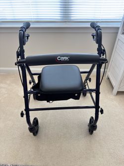 Carex Folding Rollator Walker with Seat & Hand Brakes - Like New