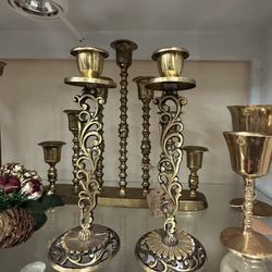 Lovely Set of 2 Vintage Brass Candlesticks from Israel 