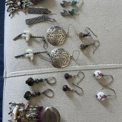 Vintage 924 Sterling Silver Assorted Earrings 
