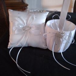 Wedding  Pillow And Flower  Girl Basket 