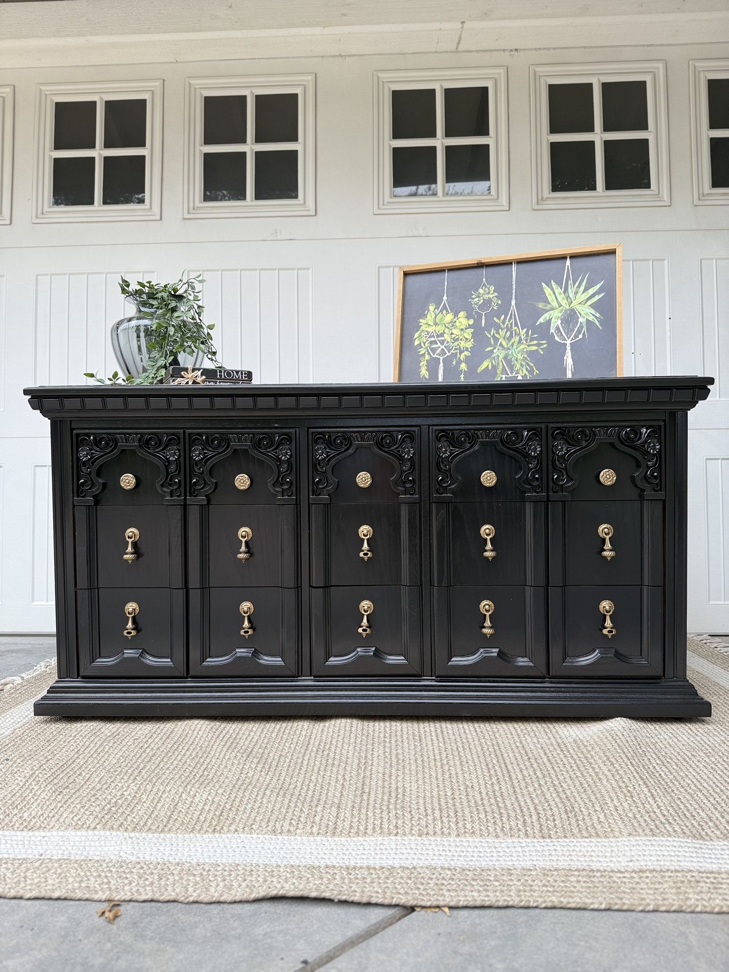 Stunning Refinished Black Dresser/Dresser