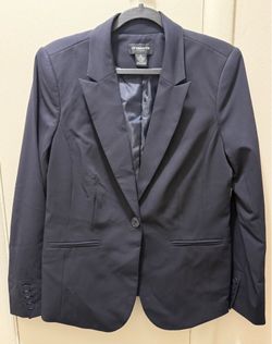 Liz Claiborne Navy Single-Button Blazer with Notch Lapel