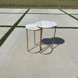 Gold and “Marble” Side Table