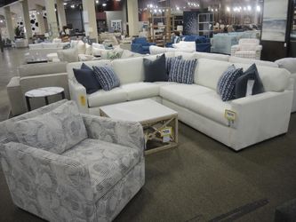 Jonathan Louis Gregory Ivory Fabric 2-Piece Sectional Sofa