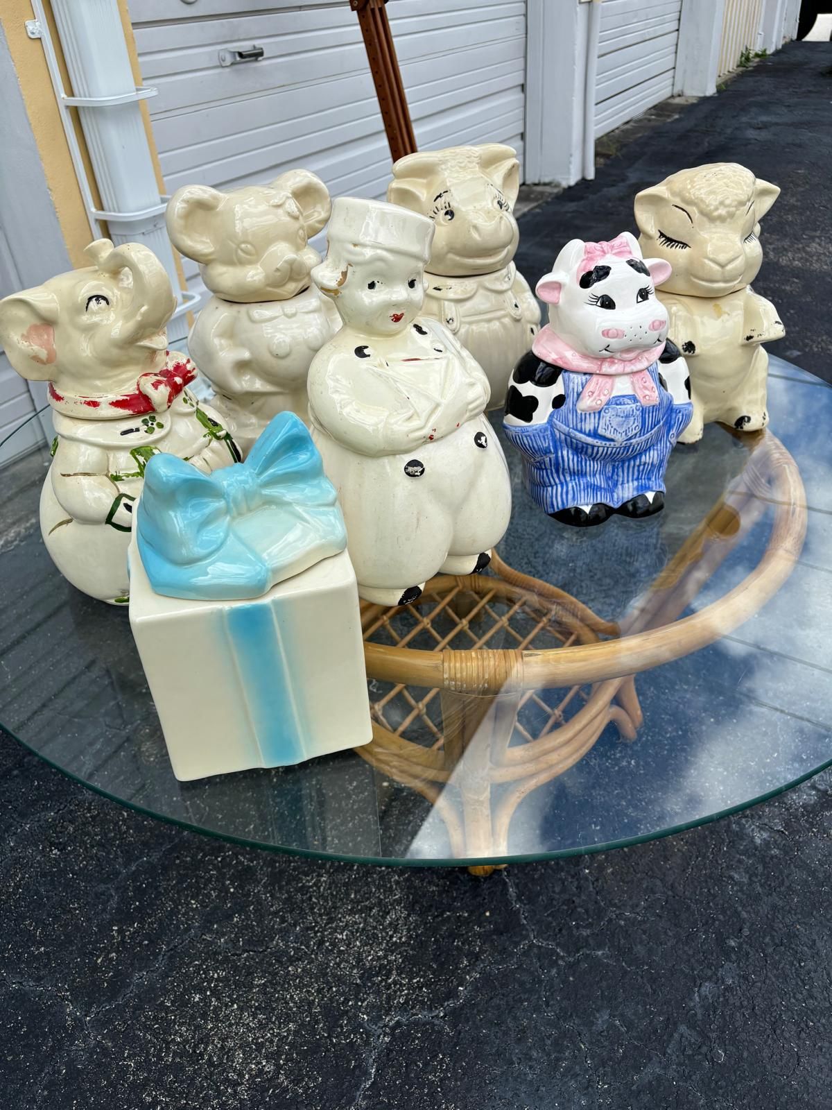 Collection of seven ceramic cookie jars, 13” high ….$90 for all!
