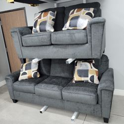 2pc Living Room Set 🩶 Dark Grey Color 