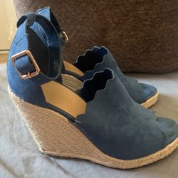Blue Wedge Shoes-  10  US Women’s 