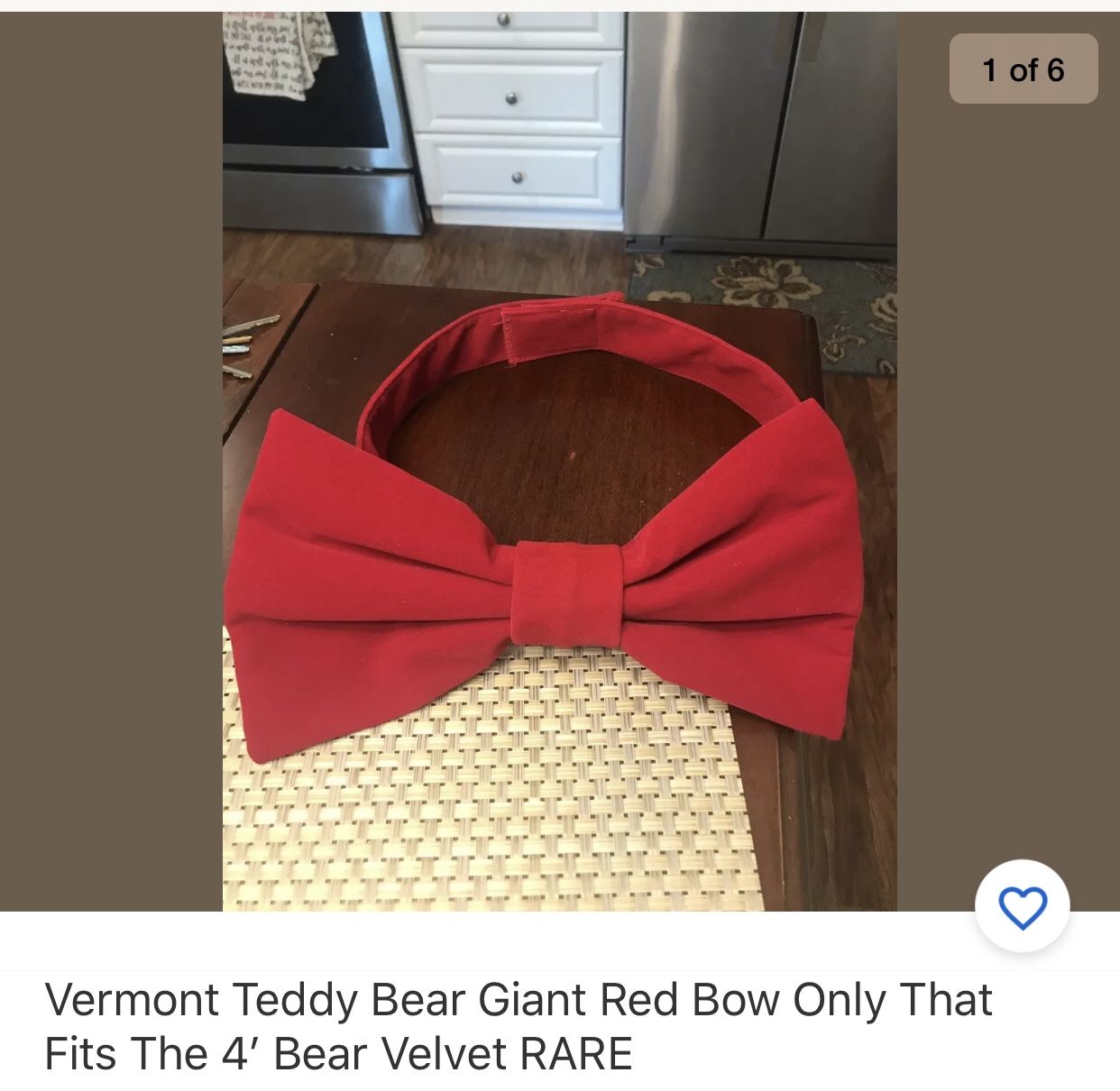 Red Velvet Christmas Bow Giant for the 4’ Vermont Teddy Bear