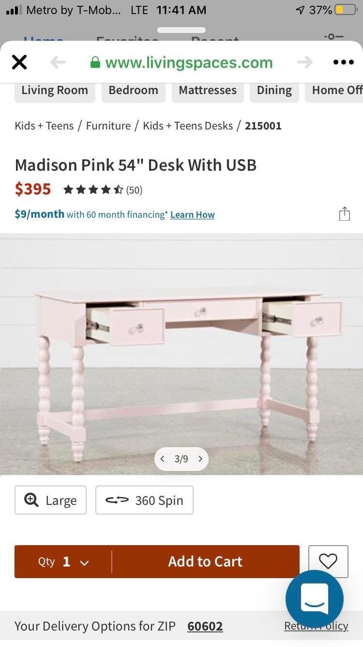 Pink Desk With Usb Ports