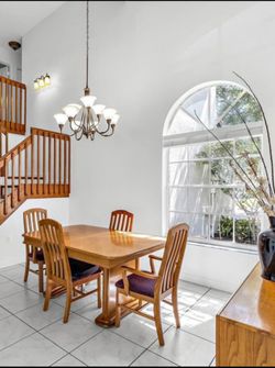 Moving Sale - Wooden Dining Table with 4 chairs, China Cabinet, buffet table