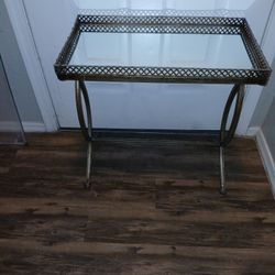 Accent Silver Metal Mirrored Table 