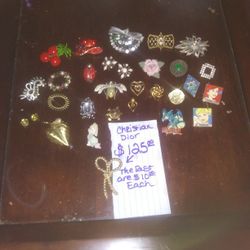 Broaches And Earrings All $10 Each. Besides Gold Bow ---*REDUCED* $65.----- NOT $125 Stamped Christian Dior