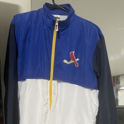 St. Louis Cardinals MLB Blue White Jacket L with Budweiser Logo Baseball