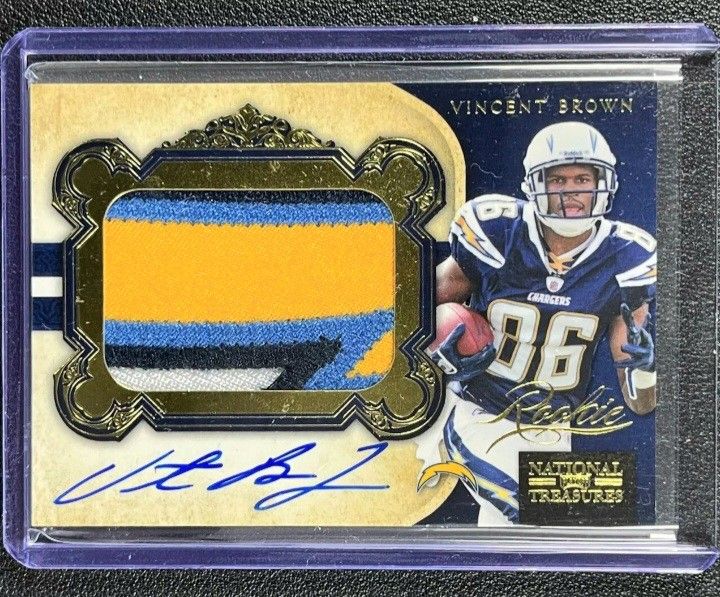 Really Nice 2011 National Treasures Vincent Brown Jersey, Auto, #13/25 Rookie Card