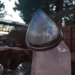 Sterling Silver Rainbow 🌈 Moonstone Ring