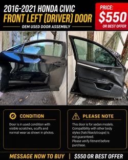 2016-2021 Honda Civic front LH door