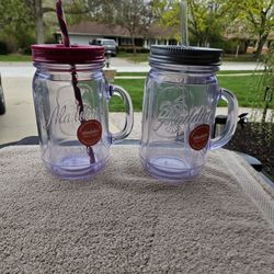Acrylic Large Mugs W Straws. Each