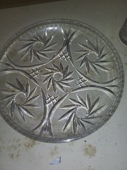Vintage cut glass large tray