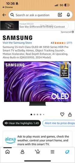 Samsung 55” OLED 4k smart tv