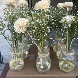9 Flower Vases With Artificial Arrangements 