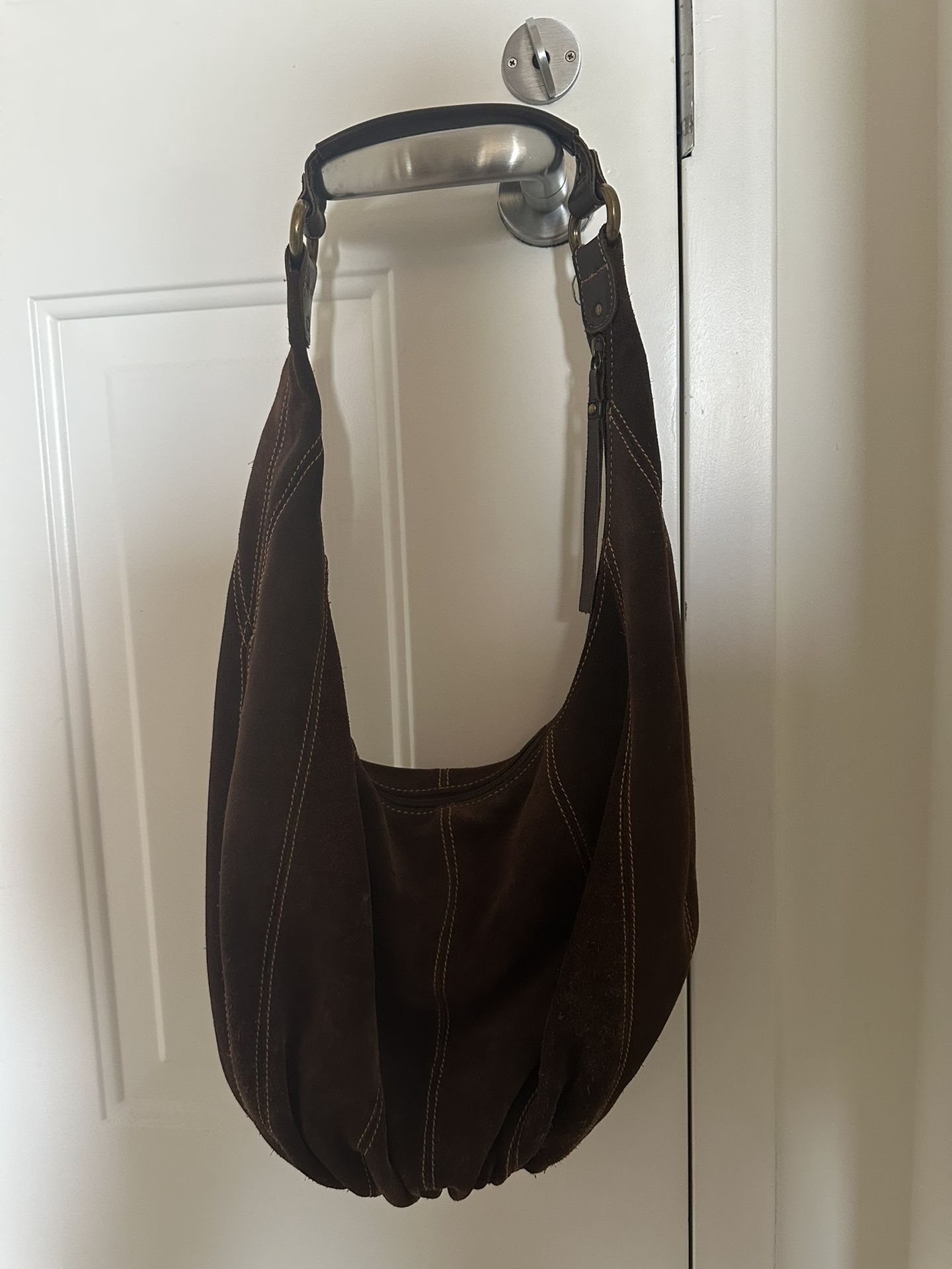 Dark Brown Suede Slouchy Shoulder Bag/Purse - FOSSIL Brand
