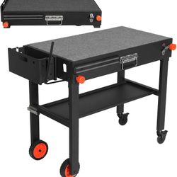 Movable Kitchen Cooking Prep BBQ Cart with Wheels, Portable Outdoor Grill Table, Folding Grill Cart 29" W x 15" D, for Ninja Grill, Blackstone Griddle