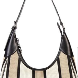 DOMAT Shoulder Bag for Women, Striped Hobo Handbag, Cute Clutch Purse with Zipper Closure, Designer Small Satchel Bag