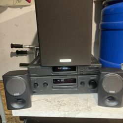 Kenwood receiver 200 W so Worker and mini range speakers speakers are original from the receiver. Have a bunch of connections to hook up smart phone