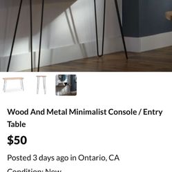 Wood And Metal Console Table 