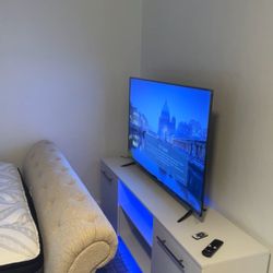 Bed With Matress & LED Light Table 