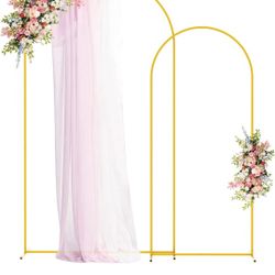 Metal Arch Backdrop Stand Set of 2 Gold Wedding Arch Stand 7.2FT & 6FT Arched Backdrop Frame for Birthday Party Baby Shower Graduation Ceremony Decora