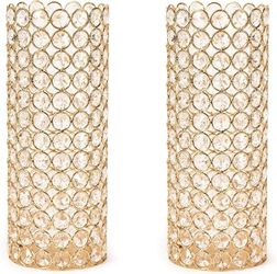 2 Pcs Cylinder Floral Vase - Gold