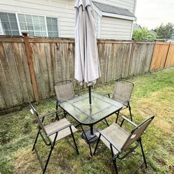 Foldable Patio Table With Chairs And Umbrella