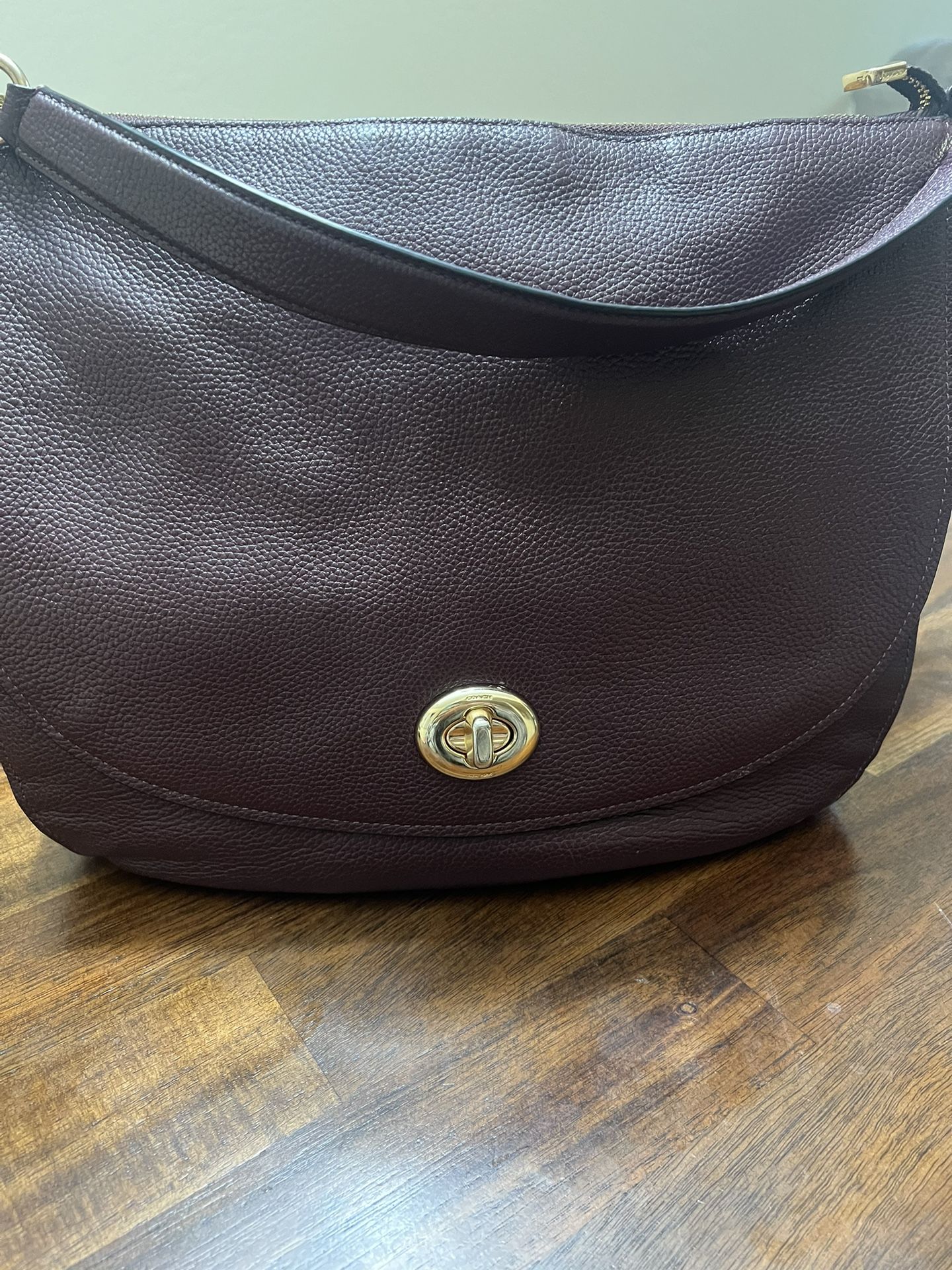 Coach Burgundy Pebbled Leather Hobo 