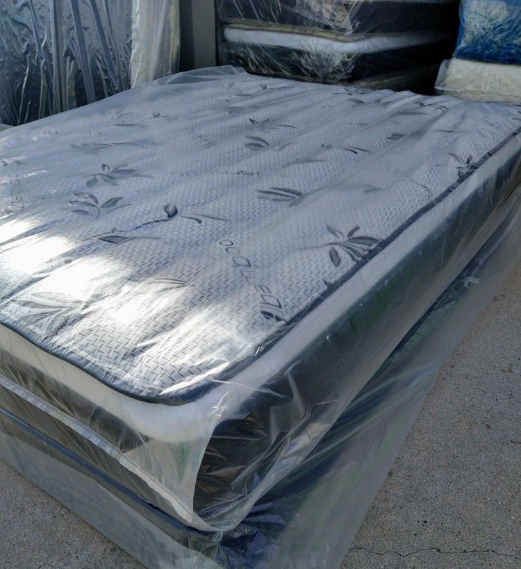 full size bamboo orthopedic pillow top mattress and box spring