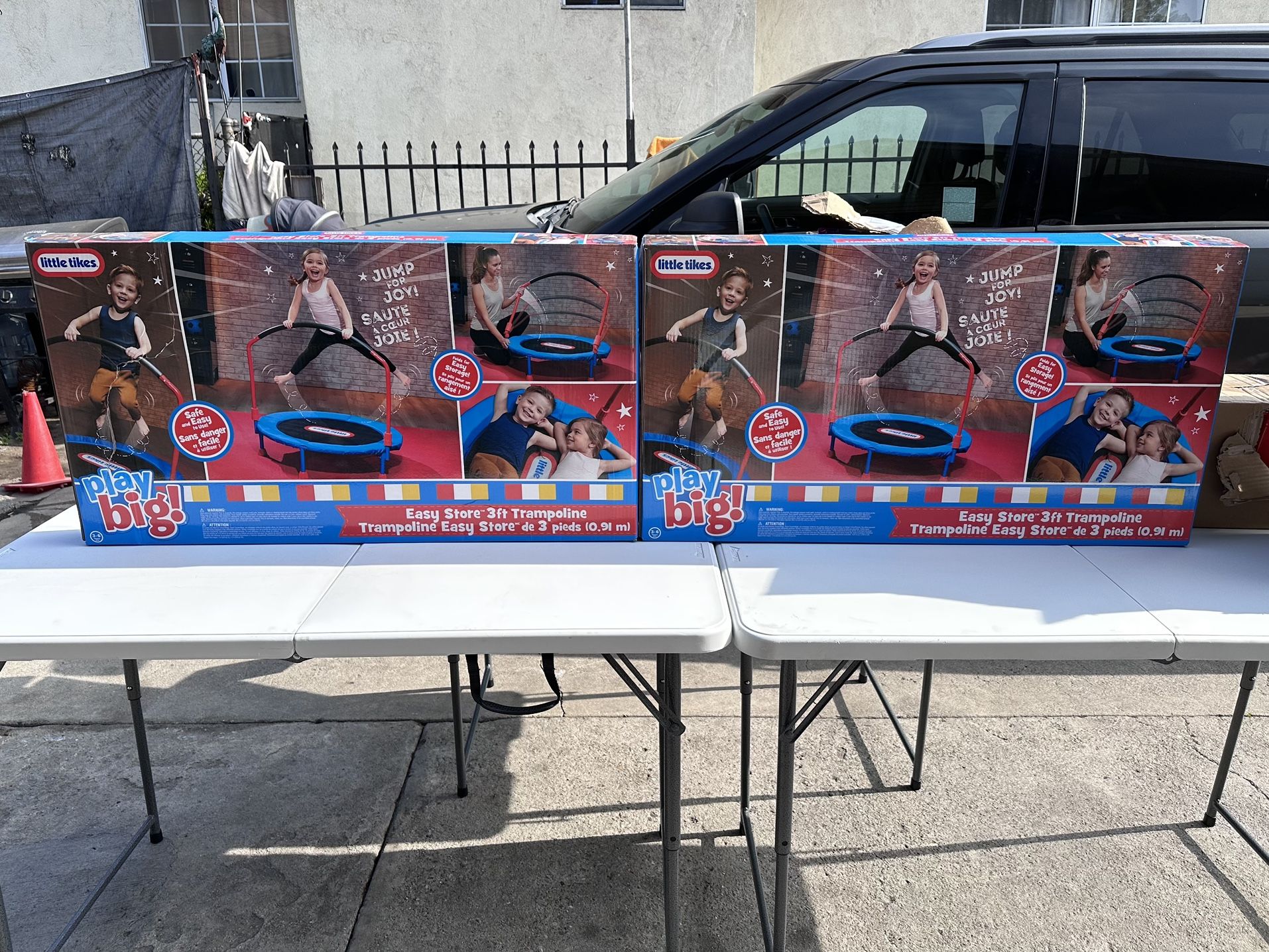 Little Tikes 25" Round Easy Store 3' Folding Trampoline - Blue/Black/Red 