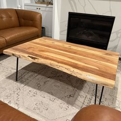 Natural Acacia Live Edge Wood Coffee Table 48” 