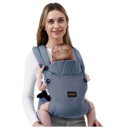 Baby Carrier Newborn to Toddler, 7-45 lbs with Natural Material, Ergonomic Design,Versatile and Adjustable,Hands Free for Moms&Dads,Blue
