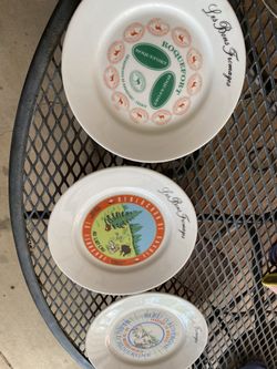 Set of 3 8” Cheese Plates Fromage Porcelain