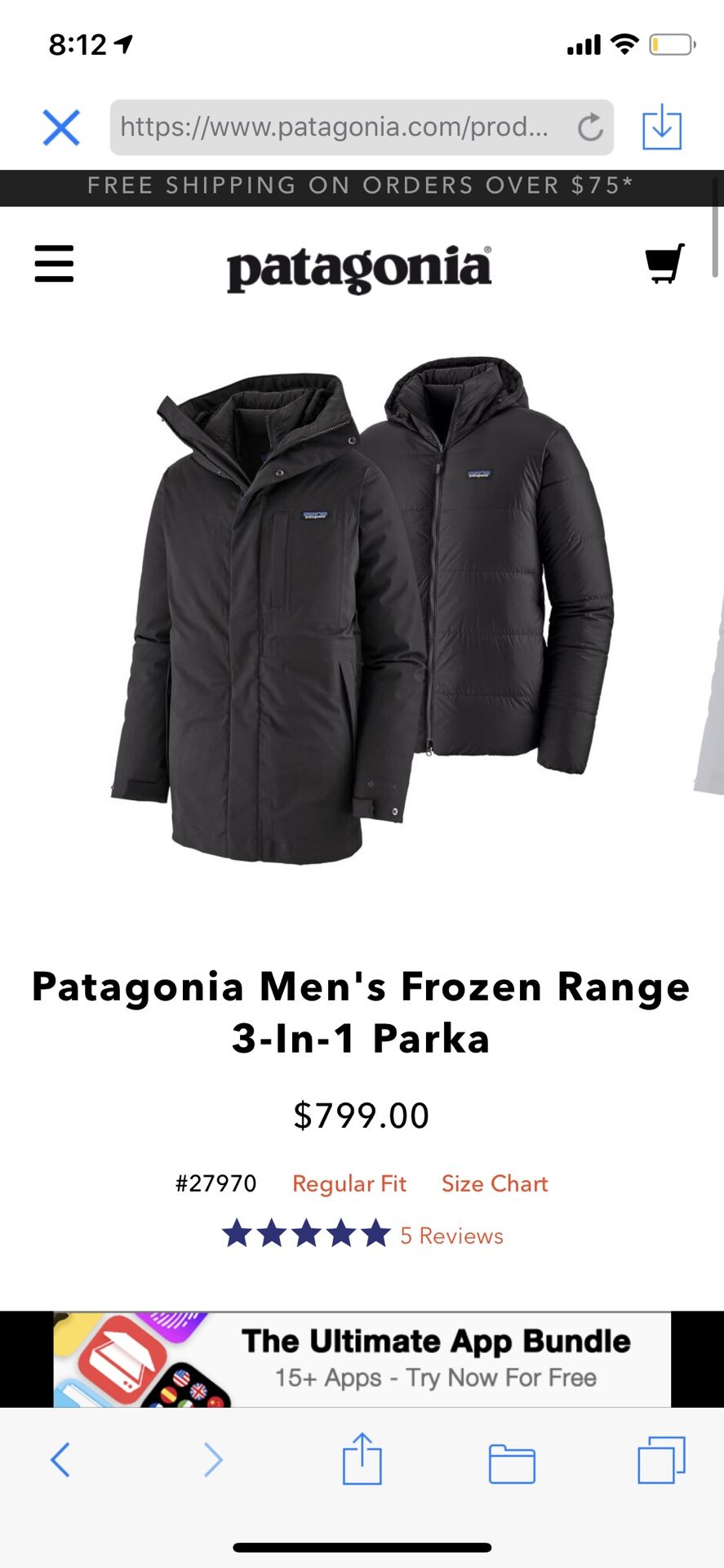 Patagonia Men’s Frozen Range 3-in-1 Parka
