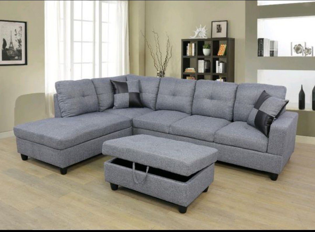 New Sectional with Storage Ottoman