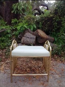 White leather stool, small bench