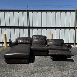 FREE DELIVERY - Brown Leather 3 Piece Electric Recliners with Chaise