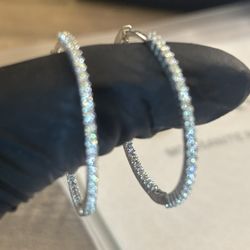 .925 Moissanite Diamond Hoop Earrings!! 