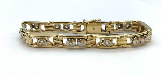 8" 9mm Mens gold diamond bracelet #29952