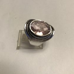 Kunzite Stamped 925 Sterling Silver Ring 