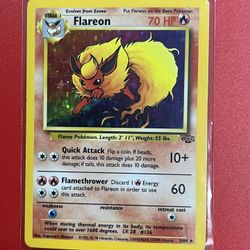 Flareon Jungle 3/64 Holo Unlimited Holo Rare 1999 Vintage Pokemon TCG - LP